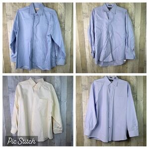 Lot Of 4 Mens Dress Shirts Michael Michael Kors Lands End Tommy Hilfiger(Flawed)